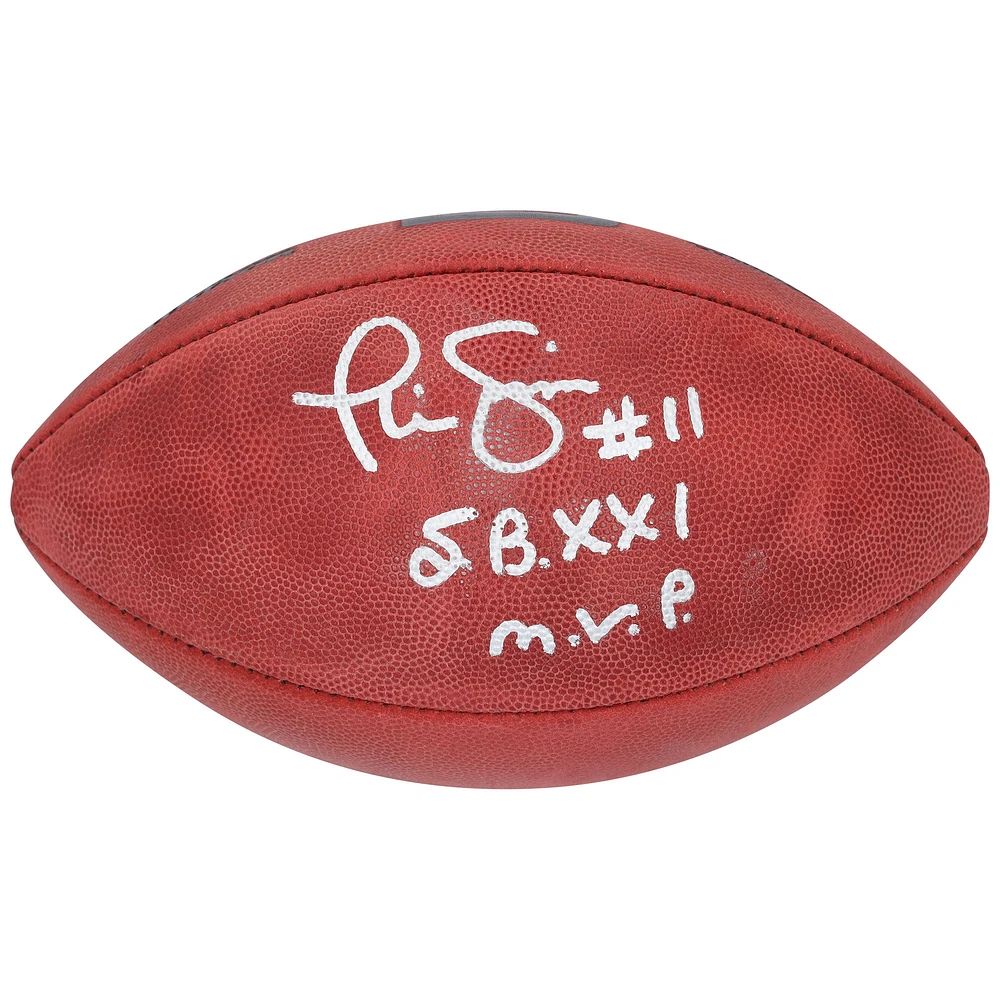 Phil Simms New York Giants Autographed Duke Metallic Football with ''S.B. XXI M.V.P.'' Inscription