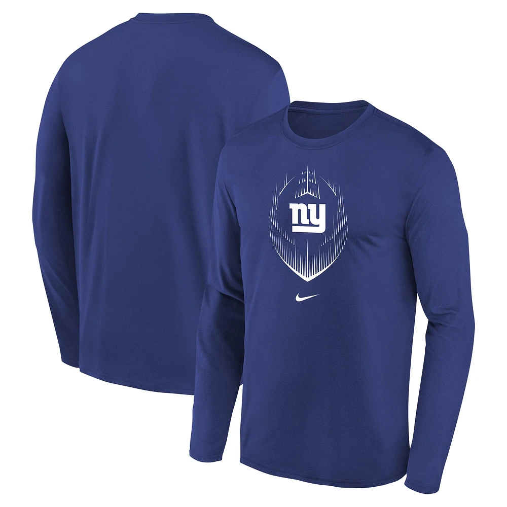 T-shirt à manches longues Nike Royal New York Giants Legend Icon pour enfant d'âge préscolaire