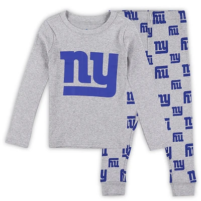 Ensemble de nuit pour tout-petits avec t-shirt à manches longues et pantalon gris chiné des New York Giants