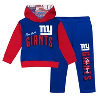 Ensemble sweat à capuche et pantalon en polaire pour tout-petits Royal New York Giants Coin Toss