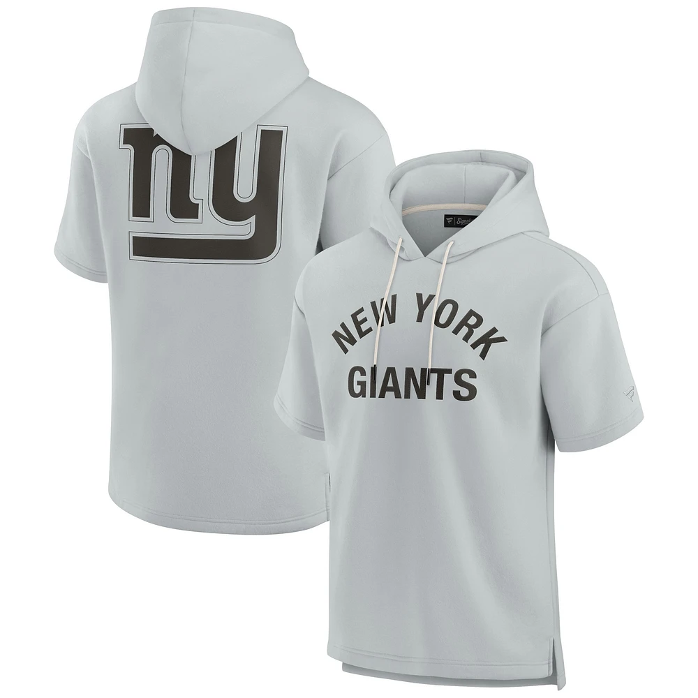 Unisex Fanatics Gray New York Giants Elements Super Soft Fleece Short Sleeve Pullover Hoodie