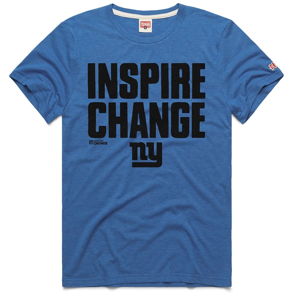 Unisex Homage Royal New York Giants 2024 Inspire Change Tri-Blend T-Shirt