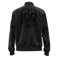 Blouson aviateur unisexe noir Hugo Boss New York Giants 100e saison à boutons-pression