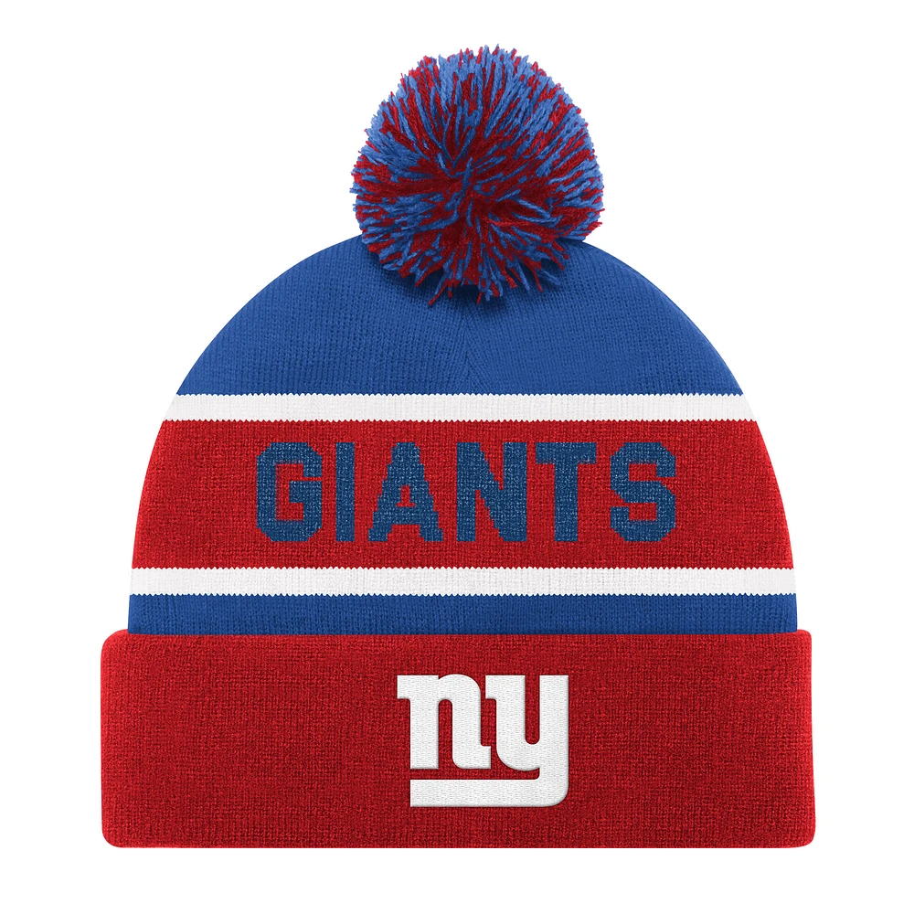 Bonnet en tricot à revers unisexe Starter Red New York Giants avec pompon