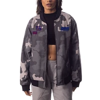 Unisex The Wild Collective Gray New York Giants Camo Bomber Jacket