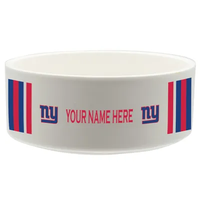 New York Giants 35oz. Personalized Vertical Stripe Pet Bowl - White