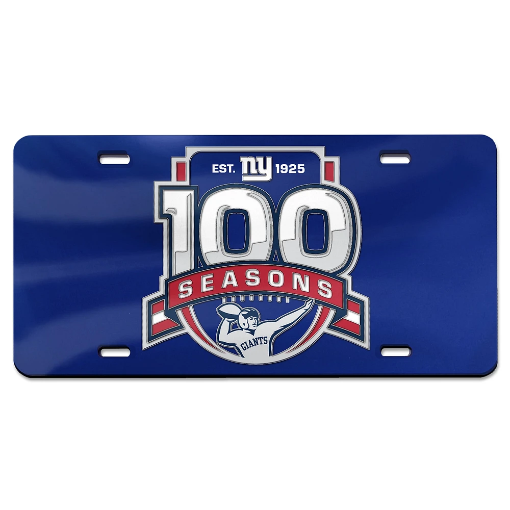 WinCraft New York Giants 100th Season Laser-Cut Acrylic License Plate