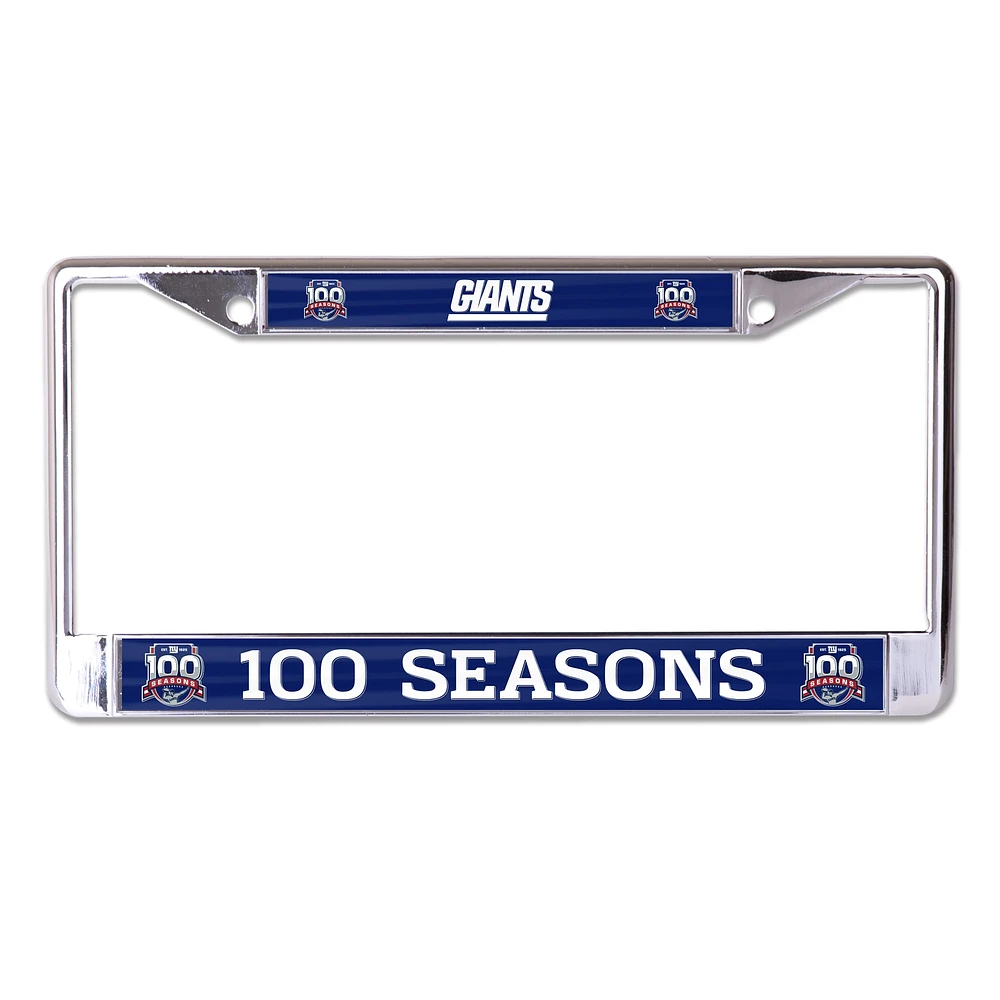 Plaque d'immatriculation en métal WinCraft New York Giants 100e saison