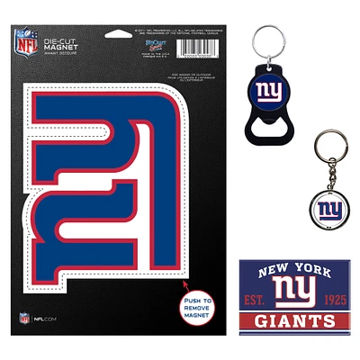 Lot de 4 porte-clés et aimants WinCraft New York Giants