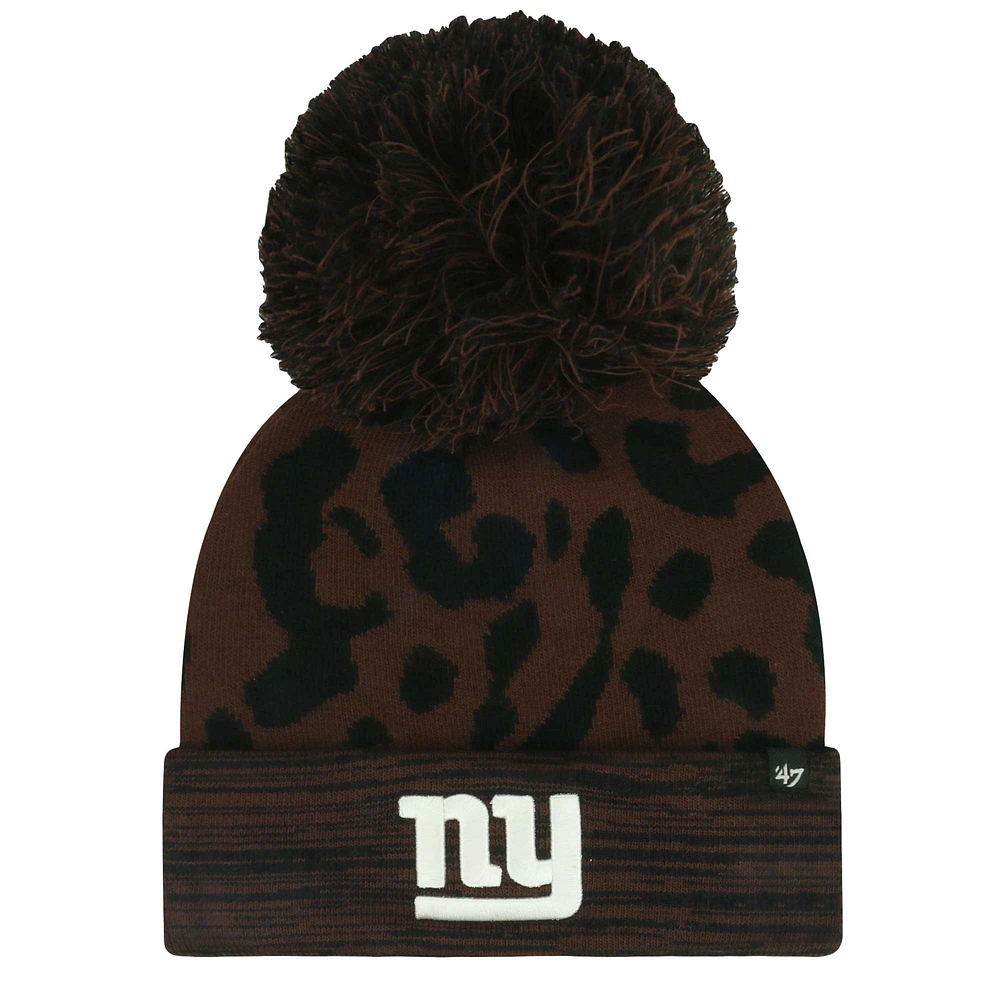 Bonnet tricoté à revers marron cacao New York Giants '47 pour femme avec pompon