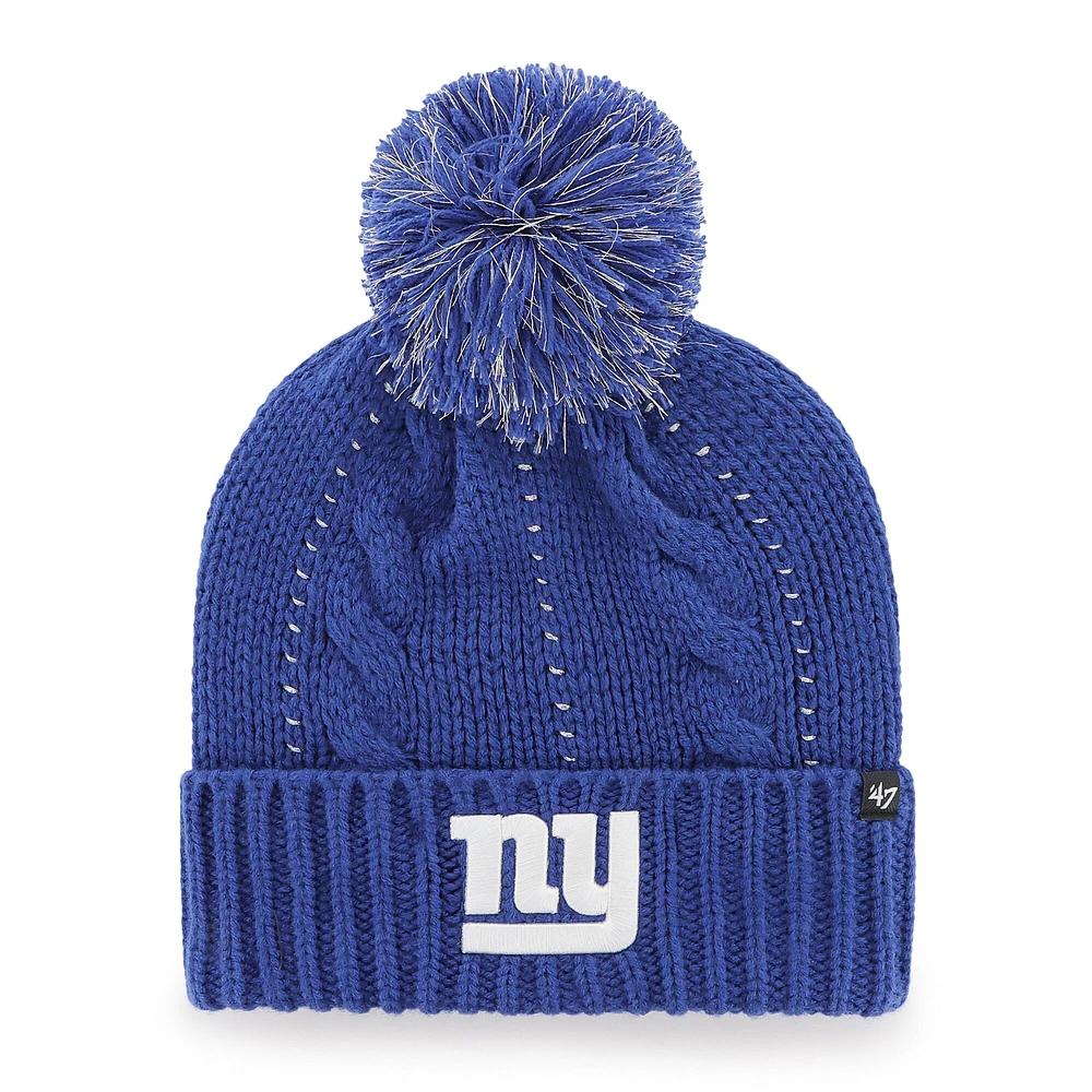 Bonnet en tricot à revers boule '47 Royal New York Giants pour femmes avec pompon