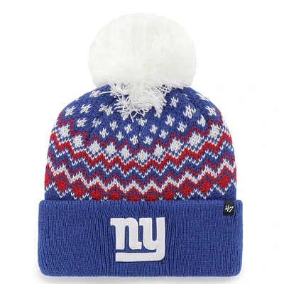 Bonnet en tricot à revers Elsa '47 Royal New York Giants pour femmes avec pompon