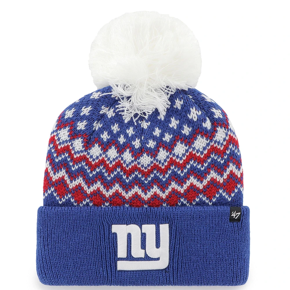 Bonnet en tricot à revers Elsa '47 Royal New York Giants pour femme avec pompon