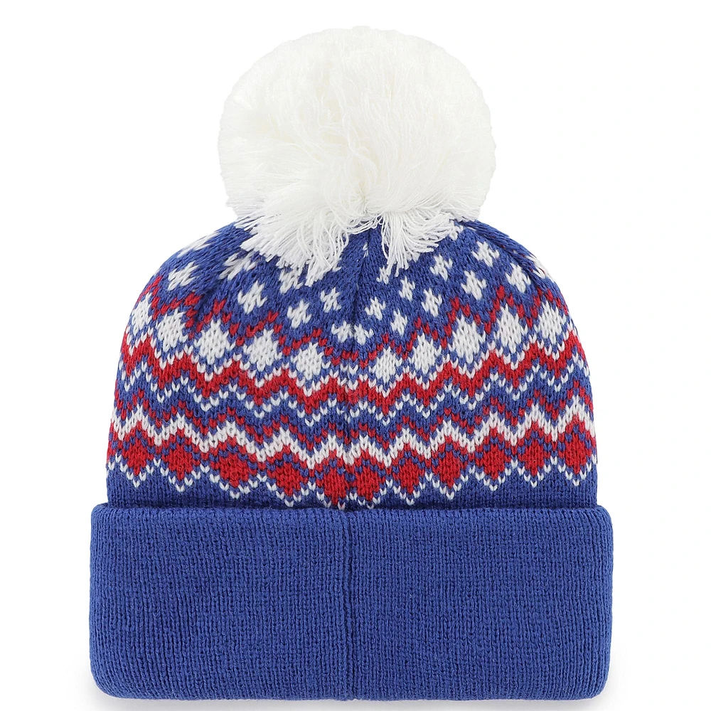 Bonnet en tricot à revers Elsa '47 Royal New York Giants pour femme avec pompon