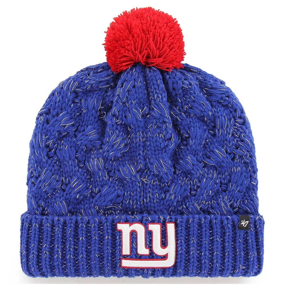 Women's '47 Royal New York Giants Fiona Logo Cuffed Knit Hat with Pom