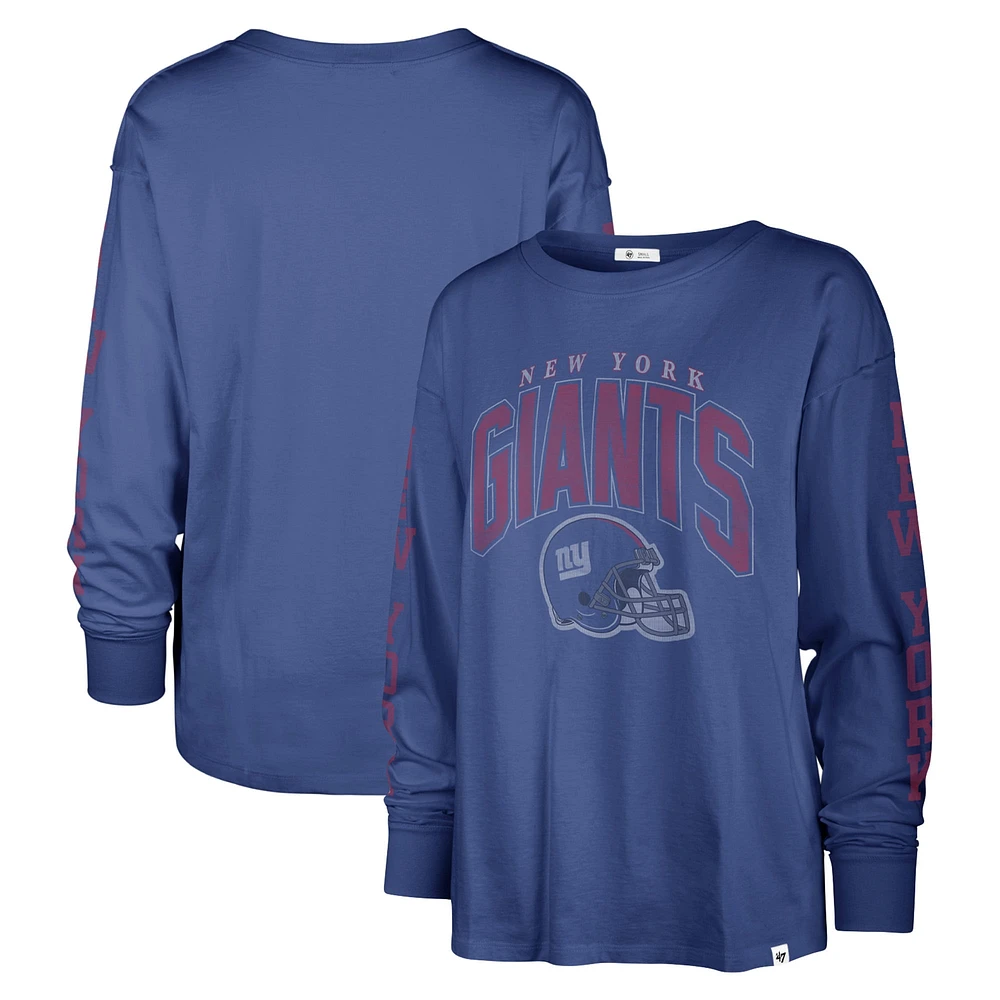 Women's '47 Royal New York Giants Tom Cat Lightweight Long Sleeve T-Shirt