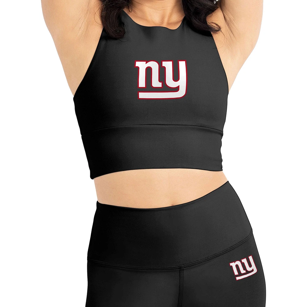 Women's Black New York Giants Leggings & Midi Bra Set