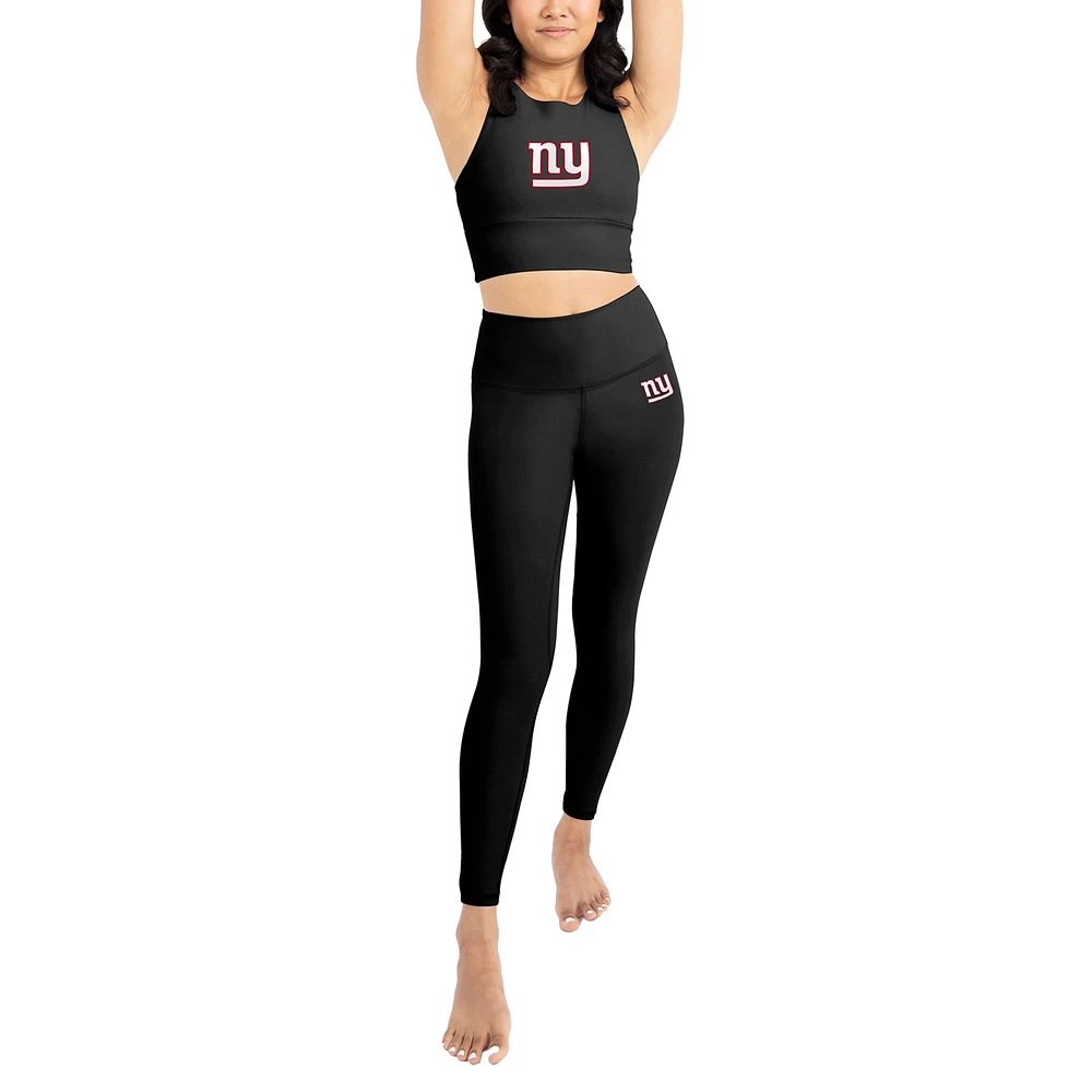 Women's Black New York Giants Leggings & Midi Bra Set