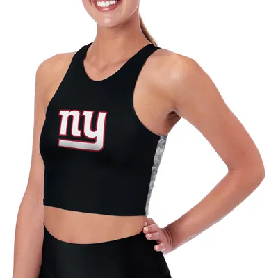 New York Giants Certo Women's Logo High Neck Midi Bra - Black