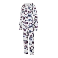 Concepts Sport Crème pour femmes New York Giants Docket Sweat à capuche entièrement zippé Union Suit