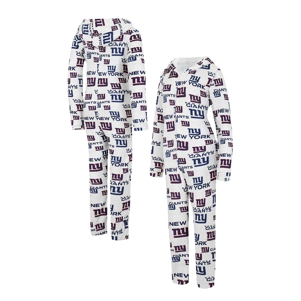 Concepts Sport Crème pour femmes New York Giants Docket Sweat à capuche entièrement zippé Union Suit