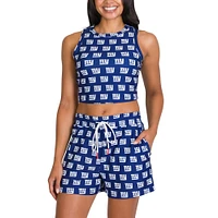 Women's Concepts Sport New York Giants Gauge Allover Print Cropped Tank Top & Shorts Sleep Set