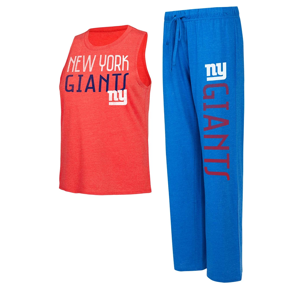 Ensemble débardeur et pantalon Concepts Sport Royal/Rouge New York Giants pour femmes