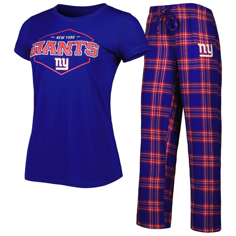 Women's Concepts Sport Royal/Red New York Giants Plus Badge T-Shirt & Pants Sleep Set