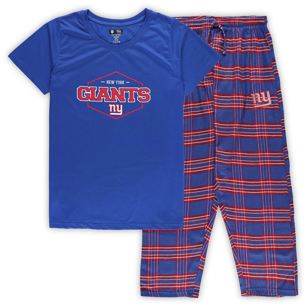 Concepts Sport - Ensemble de nuit avec écusson et pantalon pour femmes Royal/rouge New York Giants