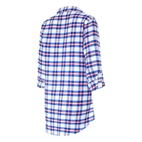 Women's Concepts Sport Royal New York Giants Sienna Plaid Full-Button Long Sleeve Nightshirt