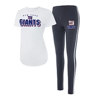 Ensemble haut à manches courtes et leggings Concepts Sport blanc/anthracite des New York Giants Sonata pour femme