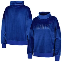 Sweat-shirt à col cheminée avec strass DKNY Sport Royal New York Giants Deliliah pour femmes