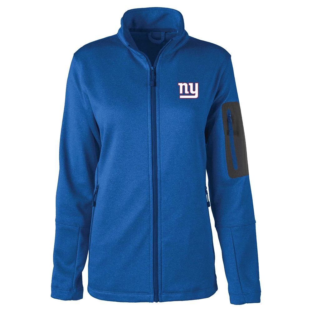 Dunbrooke Heather Royal New York Giants Freestyle Teflon Shield Veste entièrement zippée pour femme