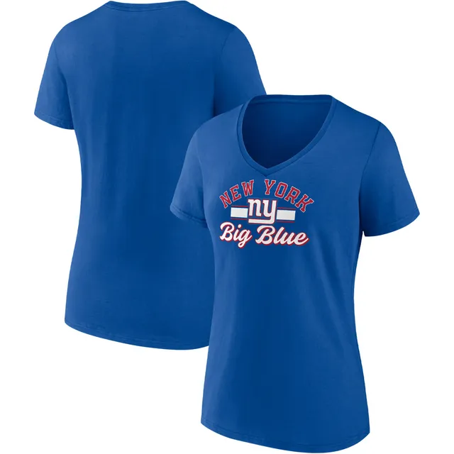 New York Giants Women's Plus Size Lace-Up V-Neck T-Shirt - Heather