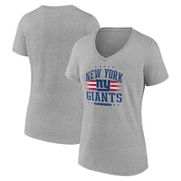 Women's Fanatics Heather Gray New York Giants Americana V-Neck T-Shirt