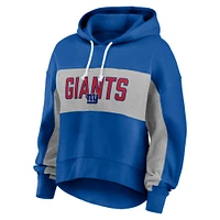 Women's Fanatics Royal/Heather Gray New York Giants Filled Stat Sheet Pullover Hoodie