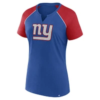 Women's Fanatics Royal/Red New York Giants Glittered Primary Raglan T-Shirt