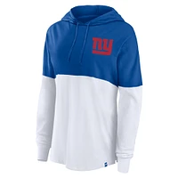 Women's Fanatics Royal/White New York Giants Backup Option Long Sleeve Hoodie T-Shirt