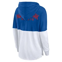 Women's Fanatics Royal/White New York Giants Backup Option Long Sleeve Hoodie T-Shirt