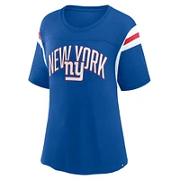 T-shirt à rayures gagnées Fanatics Royal New York Giants pour femmes