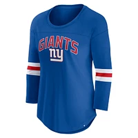 Women's Fanatics Royal New York Giants First Team Arch Logo 3/4 Sleeve T-Shirt