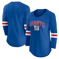 Women's Fanatics Royal New York Giants First Team Arch Logo 3/4 Sleeve T-Shirt