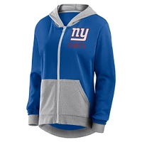 Sweat à capuche entièrement zippé pour femme Fanatics Royal New York Giants Hit It