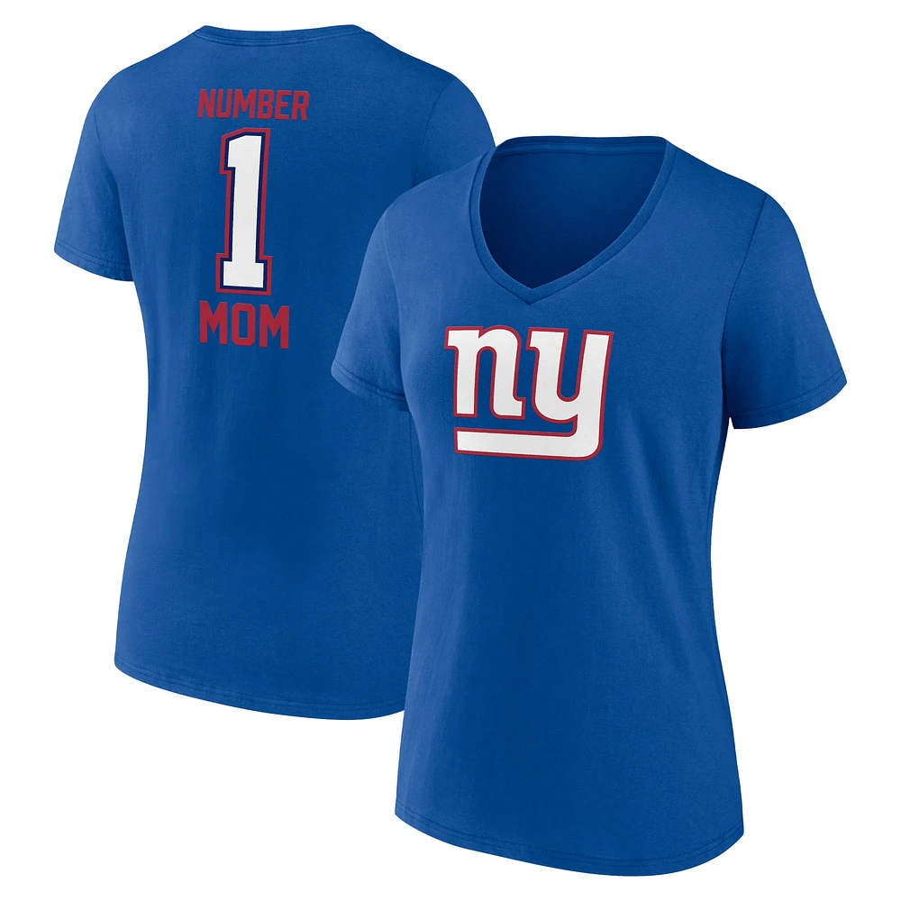 T-shirt à col en V pour la fête des mères Fanatics Royal New York Giants femmes