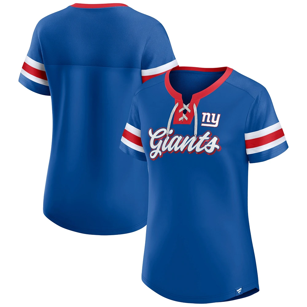 T-shirt à lacets Fanatics Royal New York Giants Original State pour femmes