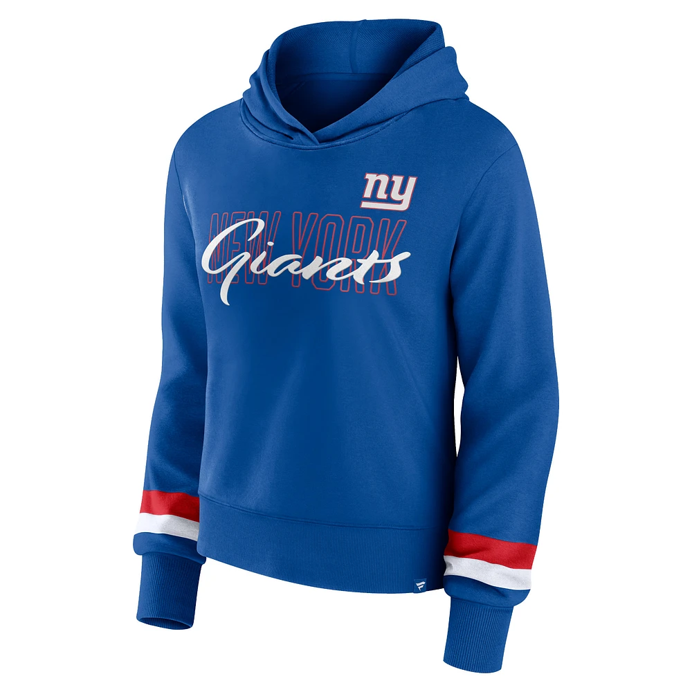 Women's Fanatics  Royal New York Giants Over Under Pullover Hoodie