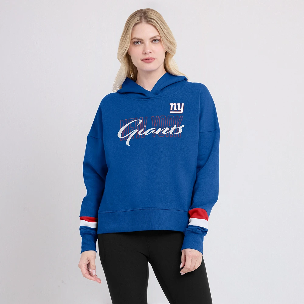 Women's Fanatics  Royal New York Giants Over Under Pullover Hoodie