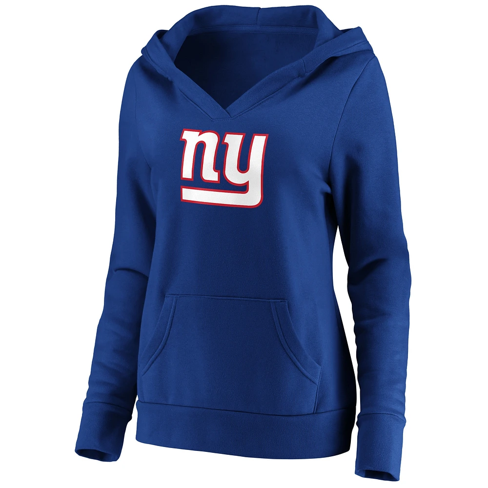Women's Fanatics Royal New York Giants Primary Team Logo V-Neck Pullover Hoodie