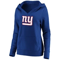 Women's Fanatics Royal New York Giants Primary Team Logo V-Neck Pullover Hoodie