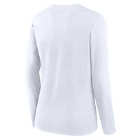 Women's Fanatics White New York Giants Component Lightweight Cotton Long Sleeve T-Shirt